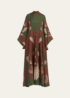 Get free shipping on La DoubleJ Magnifico Neck-Sash Placee Silk Dress at Bergdorf Goodman. Shop the latest luxury fashions from top designers. Elegant Fall Dress With Kimono Sleeves, Green Silk Dress For Fall, Elegant Green Dress With Kimono Sleeves, Spring Formal Dress With Kimono Sleeves, Twill Dress, Ankara Styles, Green Light, Bergdorf Goodman, Top Designers