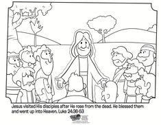 the bible coloring page for children with jesus and his helpers in black and white