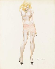 a drawing of a naked woman with short legs and no shirt, standing in front of a white background