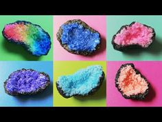 four different types of rocks are shown in the same color and shape, each with different colors