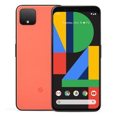 an image of the google pixel 4g smartphone in coral pink and orange, side by side