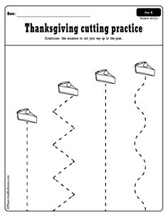 the thanksgiving cutting practice worksheet for kids to learn how to cut and shape