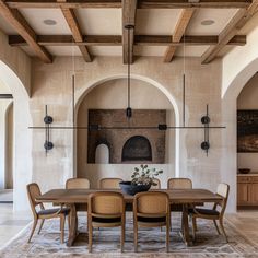 Farmhouse dining room with eye-catching centerpieces and decorative accents