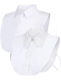 PRICES MAY VARY. Collar dimension: the collar neckline perimeter is approx. 39 cm/ 15.3 inches, and the collar shoulder width is approx. 36 cm/ 14.1 inches, proper size neckline fits for most blouses Simple and general: 2 pieces fake collar in white color, easy to match with other clothes, and one with delicate nylon lace, another one with basic shirts collar, looks beautiful and formal Soft material: made of quality cotton, which is lightweight and skin-friendly, and easy to wash and doesn't fa Dickey Collar, Faux Collar, Half Shirt, False Collar, Sheer Sweater, Fake Collar, Bachelorette Outfits, Half Shirts, Detachable Collar