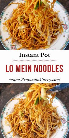 instant pot lo mein noodles on a plate with chopsticks