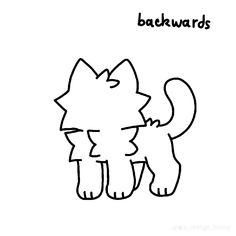 a drawing of a cat with the words backwardss on it