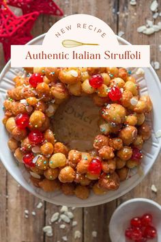 there is a plate with food on it and the words, stuff to eat in italian honey balls