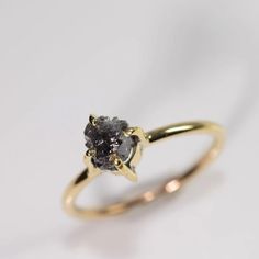 Understated yet stunning, this piece is great for stacking and layering. Raw crumble diamond is prong set in a recycled brass. #womensjewelry #gemstones #rings #healingstones #gemstonerings Rings Everyday, Dream Rings, Yellow Diamond Rings, Dream Engagement, Dream Engagement Rings, Silver Wedding Rings, Wedding Rings Unique, Handmade Rings, Silver Band Ring