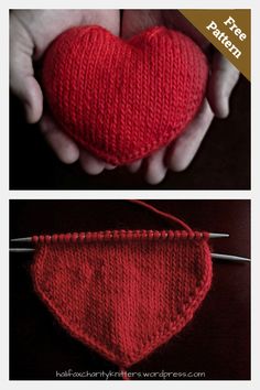 two pictures showing how to crochet a heart