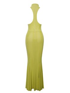 Behold our Irene maxi dress, an epitome of elegance and allure. Crafted from airy mesh fabric in a captivating olive green hue, this sleeveless marvel embodies sophistication. With its high-stretch material, it ensures both comfort and a flattering fit. The chic turtleneck design adds a touch of refinement. Embracing curves flawlessly, its mermaid shape exudes timeless allure. Completing its seamless silhouette is an invisible zipper at the back. Whether it's a formal affair or a special occasio Olive Fitted Maxi Dress, Green Fitted Halter Neck Maxi Dress, Fitted Green Halter Neck Maxi Dress, Green Sheer Maxi Dress, Green Sheer Maxi Length Dress, Green Sleeveless Mesh Dress For Party, Olive Maxi Dress For Party, Green Sleeveless Summer Evening Dress, Green Fitted Maxi Dress For Gala