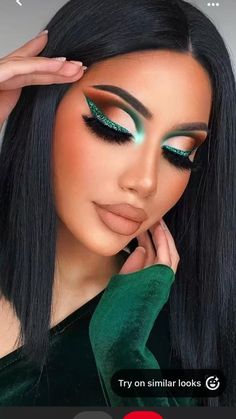 Carnaval Make-up, Glittery Eye Makeup, Maquillage Yeux Cut Crease, Eye Makeup Images, Makeup Bridesmaid, Drag Make-up, Eye Makeup Steps, Green Makeup, Eye Makeup Designs