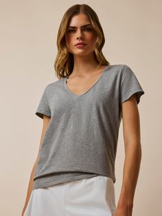 LIGHT GREY HEATHER Clean Look, Pima Cotton, Spandex Fabric, Light Grey, Fitness Models, Classic T Shirts, Product Description, T Shirts For Women, Grey