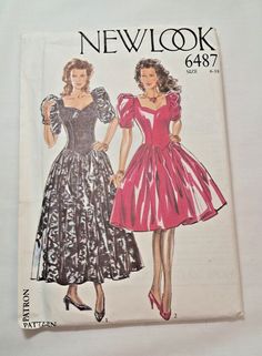 Prom Dress Sewing Patterns, Vintage Dress Sewing Patterns, 90s Prom Dress, Formal Dress Patterns, New Look Patterns, Vintage Formal Dresses, Girls Special Occasion Dresses, Formal Dresses With Sleeves, Look Formal