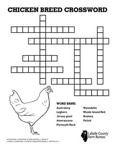 a chicken crossword puzzle with words and pictures to help kids learn how to read it