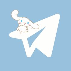 a white arrow with a cartoon bunny on it