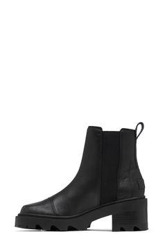 An essential Chelsea boot with a sleek, waterproof leather upper and lug sole can easily be styled up or down to match your mood. Waterproof: protects against rain, puddles and slush to keep feet dry in wet conditions 2 1/4" heel; 3/4" platform (size 8.5) 5 3/4" shaft Pull-on style with elastic gore insets Removable insole Leather and textile upper/textile and synthetic lining/rubber sole Imported Winter Everyday Ankle Boots, Everyday Ankle Boots For Winter, Everyday Winter Ankle Boots, Trendy Black Platform Boots For Outdoor, Everyday Winter Leather Boots, Everyday Waterproof Boots For Fall, Everyday Waterproof Fall Boots, Black Waterproof Chelsea Boots For Outdoor, Waterproof Black Platform Boots For Fall