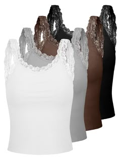 PRICES MAY VARY. Lace Trim Camisole: lace straps cami tank top uses lace trim design, romantic lace can show your elegance and fashion, and is one of your essential equipment, no matter for leisure or dating, lace camisole will make you more charming Reliable Material: women's lace patchwork camisole is made of quality polyester material, it is light, soft, comfortable and breathable, and can fit your body, the lace trim cami undershirt has good elasticity, can serve you for a long time 4 Colors Lace Undershirt, Lace Tank Tops, Patchwork Tank Top, Lace Trim Tank Top, Trim Design, Lace Trim Cami, Y2k Tops, Lace Straps, Romantic Lace