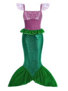 PRICES MAY VARY. Girls Little Mermaid Dress Princess Costume Mermaid Party Dress Up Outfit with Wig and Necklace. Material: Made of high quality polyester blend. The fabric is soft and comfortable, and it takes good care of the delicate skin of girls. Features: tulle ruffled short sleeves, sequins, ruffle trim, mermaid tail, fish scale print, with 2accessories. This little mermaid dress is perfect for your little girl princess mermaid themed birthday party. Occasion: Mermaid Themed Party, Birthd Mermaid Costume Kids, Birthday Party Clothes, Toddler Girl Birthday Party, Little Mermaid Dress, Princess Ariel Dress, Girls Mermaid Costume, Little Mermaid Dresses, Little Mermaid Costume, Costume For Girls