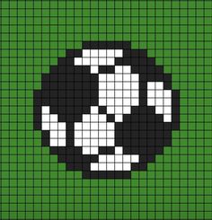 a black and white soccer ball on a green background made from squares in the style of pixelism