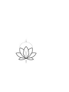 a black and white drawing of a lotus flower on a white background with dots in the middle