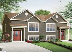 this is an artist's rendering of these two - story house plans for families