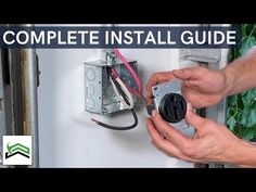 a man is fixing an electrical outlet on a wall with the words complete install guide