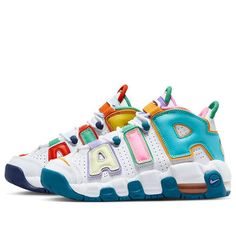 (GS) Nike Air More Uptempo 'What The' FQ8363-902 Playful Multicolor Sneakers For Sports, Playful Nike Multicolor Sneakers, Playful Multicolor Nike Sneakers, Nike Air Uptempo, Nike Air More Uptempo, Nike Air More, Kicks Shoes, Tenis Nike, Swag Shoes