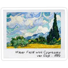 a painting with the words, what field with cypresses van gogh sticker