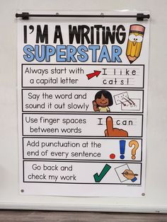 i'm a writing superstar poster hanging on the wall