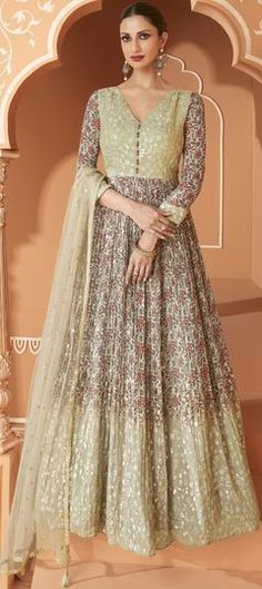 Multicolor color Gown in Georgette fabric with Printed, Sequence, Thread work Multicolor Elegant Anarkali Set For Reception, Elegant Multicolor Anarkali Set For Reception, Festive Floor-length Gown For Banquet, Floor-length Festive Gown For Banquet, Festive Floor-length Banquet Gown, Elegant Multicolor Gown With Dupatta, Elegant Multicolor Floor-length Gown, Elegant Floor-length Multicolor Gown, Multicolor Zari Work Gown For Party