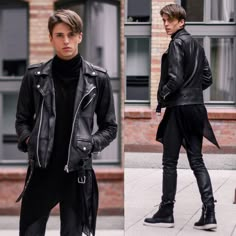 M Gothic Style Men, Jacket Types, Boss Coat, Leather Jacket Street Style, Mens Leather Clothing, Office Suits, Men's Leather Jackets, Suits Office, Mens Jackets Casual