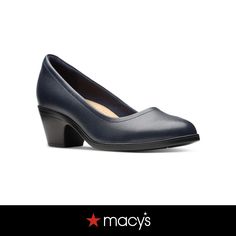 in stock Slip On Pumps, Clarks Women's, Navy Leather, Stylish Shoes, Country Girls, Womens Heels, Comfortable Shoes, Real Leather, Shoes Women Heels