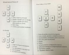 an open book with numbers and symbols on the pages in spanish, which are numbered