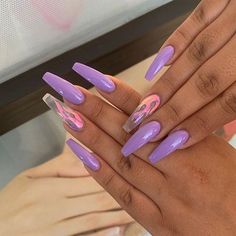 Purple And Pink Nails, Sparkly Acrylic Nails, Clear Acrylic Nails, Nagellack Trends, Nail Swag, Summer Acrylic Nails, Halloween Nail Designs, Acrylic Nails Coffin