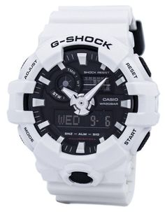 Men's Women's Unisex 100% BRAND NEW AND GENUINE PRODUCT. Casio G-Shock Analog Digital GA-700-7A GA700-7A Quartz Men's Watch INFORMATION Brand: Casio Series: Model: GA-700-7A Gender: Men's Movement: Quartz DIAL Type: Analog Digital Color: Crystal: Mineral Crystal FEATURES Water Resistance: 200M Functions: Day, Hour, Minute, Second Features: Analog Digital Display, Shock Resistant, LED Light, Full Auto-Calendar, 5 Daily Alarms, Countdown Timer, 200M Water Resistance BAND Type: Strap Material: Resin Clasp: Buckle Clasp CASE Size: 57.50 mm Thickness: 18.40 mm Material: Resin Shape: Round Bezel: Fixed Bezel About Us About Us Shipping Returns creationwatches has been serving its customers from around the world with authentic watches. All our watches are 100% genuine and brand new (they are not u Casual White Watches For Outdoor, Casual White Outdoor Watches, White Analog Digital Watch For Outdoor, White Casual Chronograph Watch, Casual White Chronograph Watch, Casual White Analog Watches, Casio G Shock Watches, Time Alarm, G Shock Watches