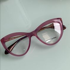 Open To Offers! Brand New, Authentic!!! Made In Italy Prescription Frames (Without The Prescription) Gorgeous Mauve Pink Color With Sparkly And Gold Detailed Ends. Will Be Shipping In A Case, Price Is For One, Have Two In Stock. Miu Miu Accessories, Mauve Pink, Gold Details, Pink Gold, Cat Eye Glass, Miu Miu, Pink And Gold