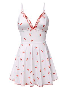 30-70% OFF✓ Fast Shipping✓Add a touch of cuteness to your nights with the White 1950s Spaghetti Strap Cherry Bow Sleepwear. Perfect for cozy vintage vibes—shop now and relax in style! Cherry Dress Aesthetic, 1950s Pajamas, Sleep Clothes, Womens Pjs, Cherry Dress, Dress Aesthetic, Aprons Vintage, Spaghetti Strap Dresses, Fashion Design Clothes