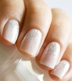 Simple nails for everyday or wedding day. Especially if you aren't used to acrylics or don't like getting tips etc Nail Art Mariage, Bridal Manicure, Wedding Manicure, Nail Art Glitter, Manicure Gel, Her Nails, Wedding Nails Design, Nail Art Wedding, Orange Nails