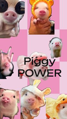 the piggy power poster has many different animals in it's head and ears