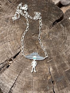 .925 Sterling silver, Blue Turquoise Alien Necklace, Blue Turquoise, Silver Blue, Turquoise Blue, 925 Sterling Silver, Turquoise, Sterling Silver, Pendant, Silver