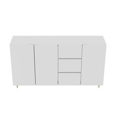 a white cabinet with two doors and three drawers