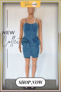 Ruffles Sexy Backless Bodycon Short Denim Dress Short Denim Dress, Short Denim, 1 Million, Denim Dress, Ruffles, Denim Shorts