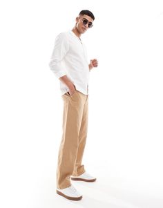 Casual Beige Chinos For Summer, Beige Casual Chinos For Summer, Brown Relaxed Fit Straight Chinos, Brown Casual Chinos For Business Casual, Casual White Chinos For Summer, Brown Chinos For Spring, Beige Casual Bottoms For Business Casual, Casual Neutral Bottoms With Welt Pockets, White Casual Summer Chinos