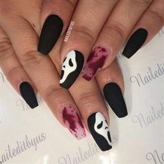 Cotton Candy Nails, Black Halloween Nails