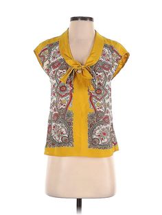 Maeve by Anthropologie Short Sleeve Blouse Size: 0 Tops - used. No Fabric Content | Maeve by Anthropologie Short Sleeve Blouse: Yellow Tops - Size 0 Yellow Tops, Yellow Short, Yellow Top, Yellow Shorts, Short Sleeve Blouse, Short Sleeves Tops, Sleeve Blouse, Anthropologie, Women Handbags