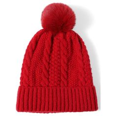 Elevate your winter ensemble with The Dapper Tie Women's Cable Knit Hat, a chic and cozy accessory designed to keep you warm in style. This hat features a vibrant red hue and is meticulously crafted from 100% acrylic, ensuring both durability and comfort.

- Material: 100% Acrylic
- Color: Red
- Gender: Female
- Age Group: Adult
- Design: Cable knit with pom
- Lining: Soft fleece

The classic cable knit pattern paired with a playful pom adds a touch of whimsy, while the soft fleece lining provid Winter Outdoor Cable Knit Beanie, Winter Cable Knit Beanie For Outdoor, Cable Knit Beanie For Outdoor Winter Use, Warm Winter Hat In Plain Color, Casual Winter Hats With Fleece Lining, Casual Cable Knit Beanie For Winter, Casual Red Winter Beanie, Winter Beanie With Fleece Lining, Winter Cable Knit Beanie