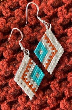 Native stewart Design: Brick Stitch Beadwork - Etsy Handmade White Rectangular Beaded Earrings, Handmade White Beaded Rectangular Earrings, Earring Kit, Native American Crafts, Beaded Earrings Patterns, American Crafts, Brick Stitch, Earring Patterns, Seed Bead