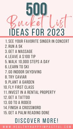 500 of the best bucket list ideas for 2023 Simple Bucket List Ideas, Simple Bucket List, Bucket List Ideas Travel, Vision Board Self Care, 2023 Bucket List, Bucket List Ideas For Women, Best Bucket List, Flying First Class