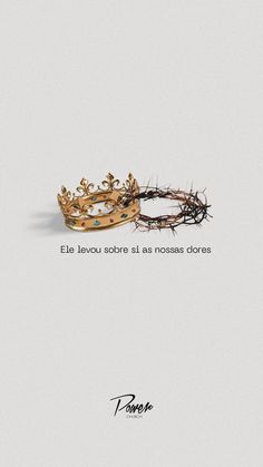 two crowns sitting next to each other on top of a white surface with the words, el