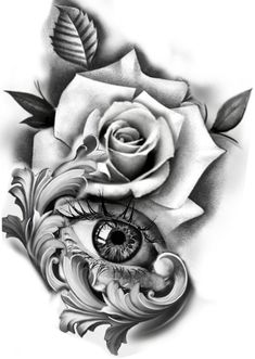 a rose with an eye and leaves on it